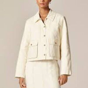 J. Crew Cropped Barn Jacket in Ripstop Cotton - Small - Ivory